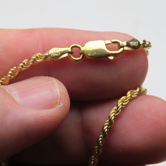 18k *925 Sterling Silver Solid Rope Necklace - Picture 3 of 3